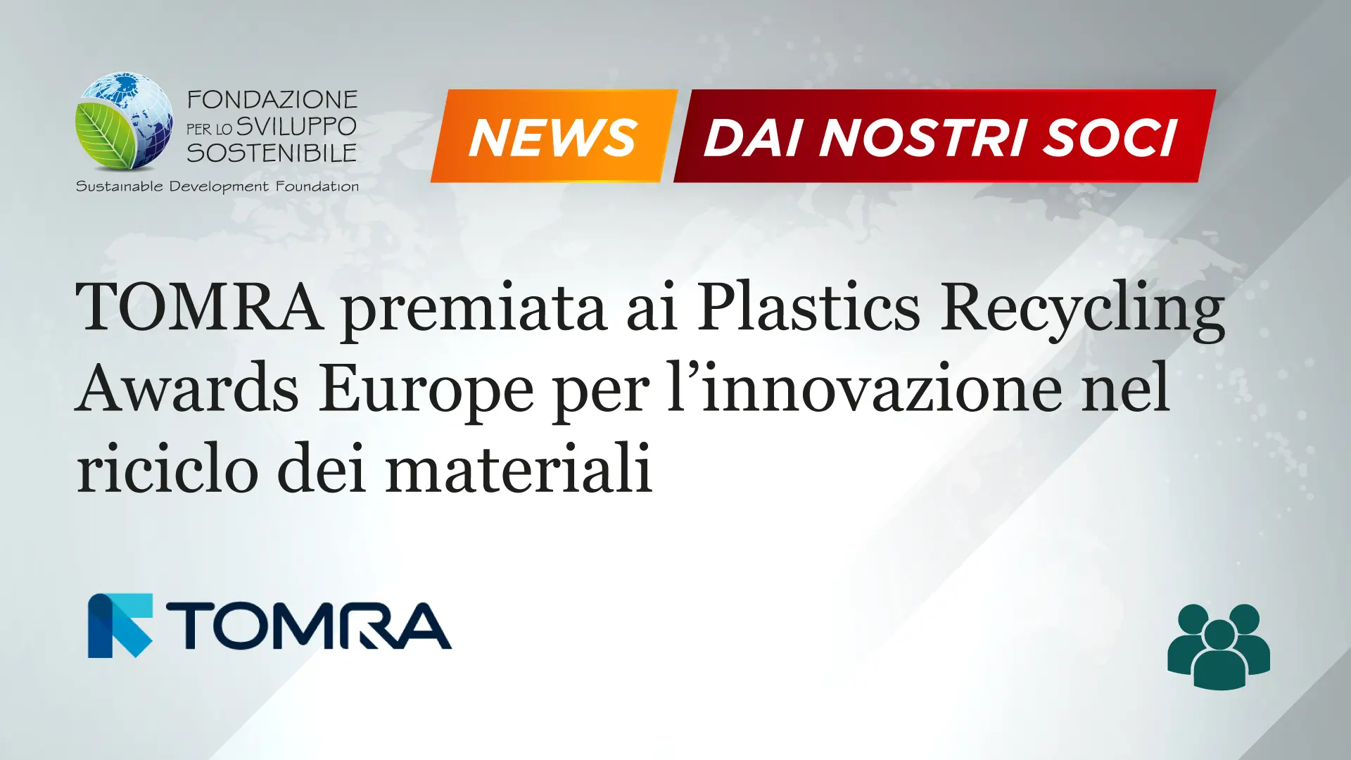 TOMRA premiata ai Plastics Recycling Awards Europe per l’innovazione nel riciclo dei materiali